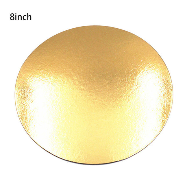 Placa de bolo redonda dourada, para apresentar bolos decorados, placa giratória, ferramentas de cozimento, 8 polegadas, 10 polegadas