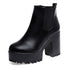 Botas femininas plataforma de salto quadrado couro coxa botas altas sapatos