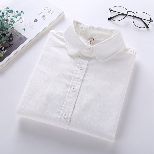 Blusa feminina 2018 nova marca casual manga comprida algodão oxford camisa branca mulher camisas de escritório excelente qualidade blusas senhora