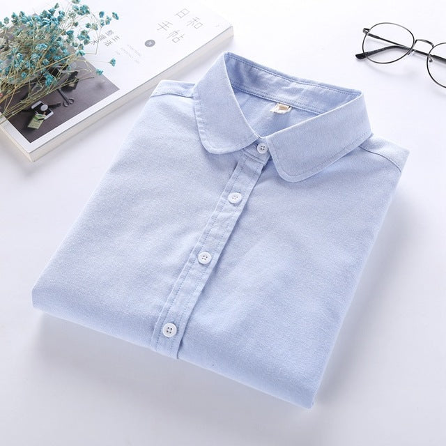 Women Blouse 2018 New Casual BRAND Long Sleeved Cotton Oxford White Shirt Woman Office Shirts Excellent Quality Blusas Lady