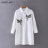 New arrival 2018 Women Bird Embroidered Blouse Shirts fashion Long sleeve high quality turn down collar Spring Fall female Shirt