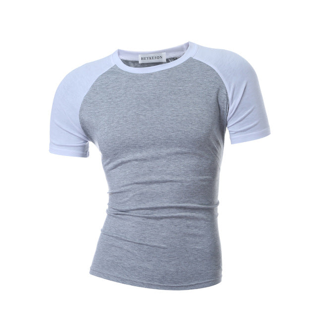 Marca masculina t camisa 2018 verão emenda moda o-pescoço de manga curta t masculino casual camiseta magro masculino dd01