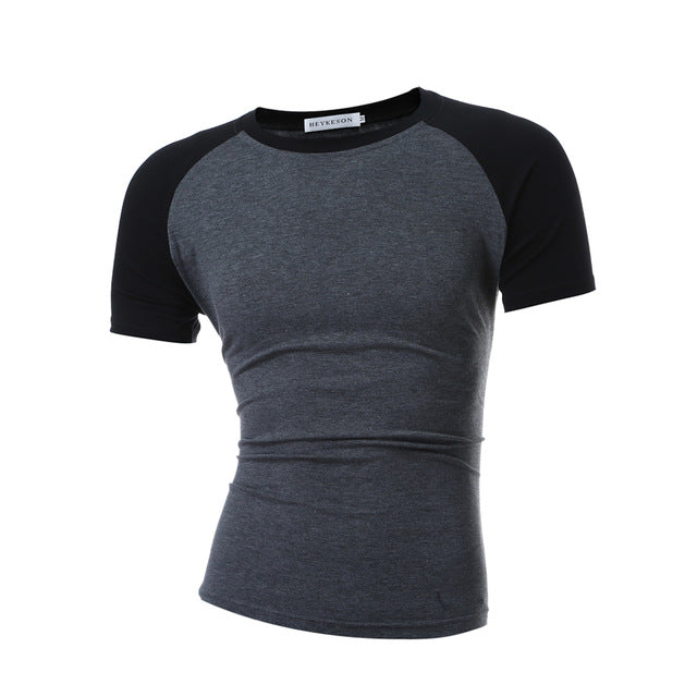 Marca masculina t camisa 2018 verão emenda moda o-pescoço de manga curta t masculino casual camiseta magro masculino dd01