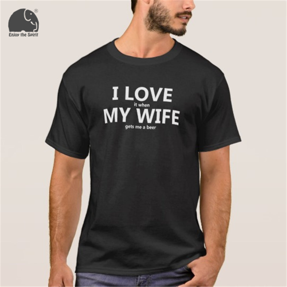EnjoytheSpirit 2017 Summer T-shirt I Love My Wife FUNNY Beer Humor Shirt Men's Cotton Short Sleeve T Shirt Black Grey Red Color