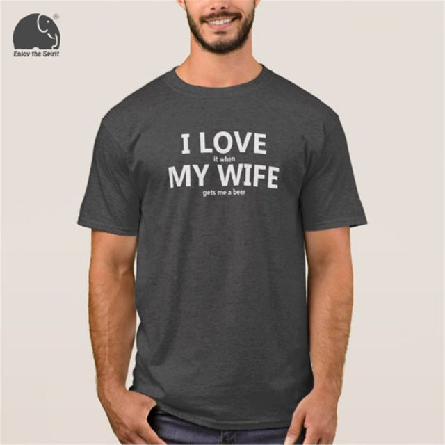 EnjoytheSpirit 2017 Summer T-shirt I Love My Wife FUNNY Beer Humor Shirt Men's Cotton Short Sleeve T Shirt Black Grey Red Color