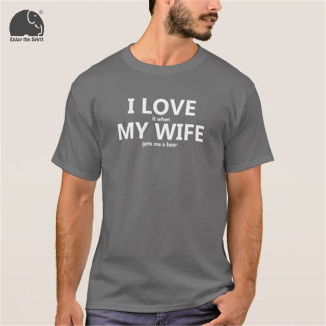 EnjoytheSpirit 2017 Summer T-shirt I Love My Wife FUNNY Beer Humor Shirt Men's Cotton Short Sleeve T Shirt Black Grey Red Color