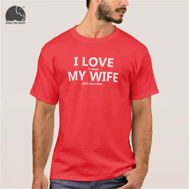 EnjoytheSpirit 2017 Summer T-shirt I Love My Wife FUNNY Beer Humor Shirt Men's Cotton Short Sleeve T Shirt Black Grey Red Color