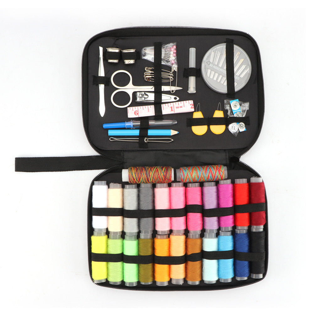 Kit de costura com 96 acessórios de costura, 24 carretéis de linha -24 cores para família, iniciante, viajante, emergência
