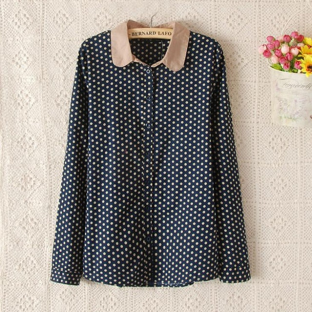 new 2018 Fashion women vintage floral printed flower cotton blouse long sleeve elegant Shirts casual slim S-XL sping Autumn