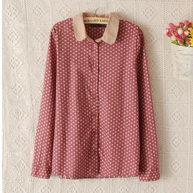 new 2018 Fashion women vintage floral printed flower cotton blouse long sleeve elegant Shirts casual slim S-XL sping Autumn