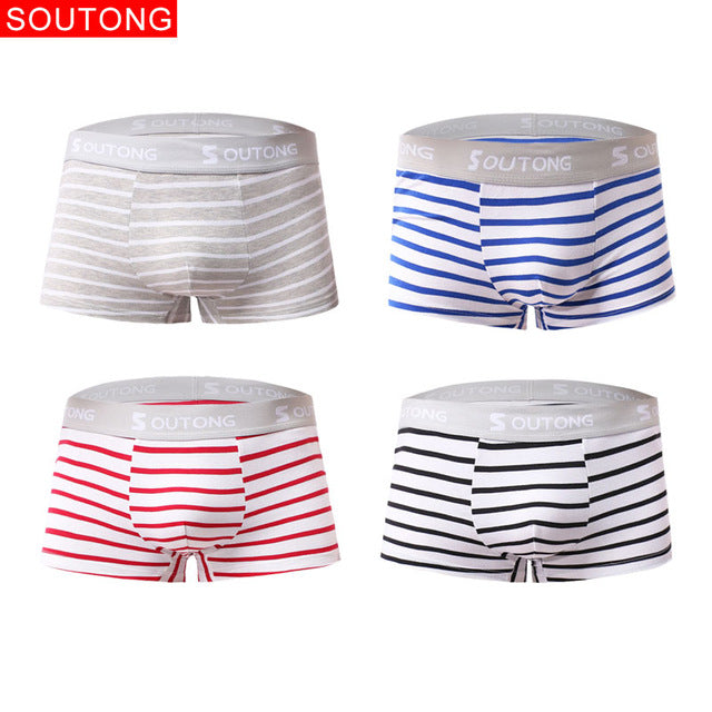 Soutong Male Underwear 4 Pcs/lot Men Underwear Boxers Shorts Cotton Cuecas Boxer Men Striped Underpants Underwear Men Boxer st32