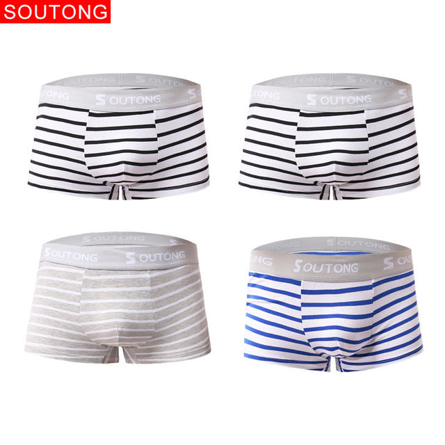 Soutong roupa interior masculina 4 pçs/lote roupa interior masculina boxers shorts de algodão cuecas boxer masculino listrado cueca boxer st32