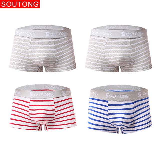 Soutong roupa interior masculina 4 pçs/lote roupa interior masculina boxers shorts de algodão cuecas boxer masculino listrado cueca boxer st32