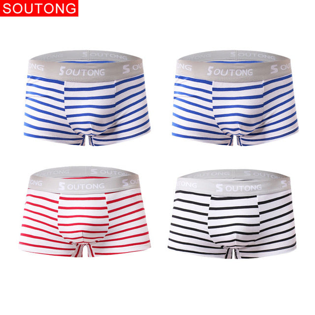 Soutong roupa interior masculina 4 pçs/lote roupa interior masculina boxers shorts de algodão cuecas boxer masculino listrado cueca boxer st32