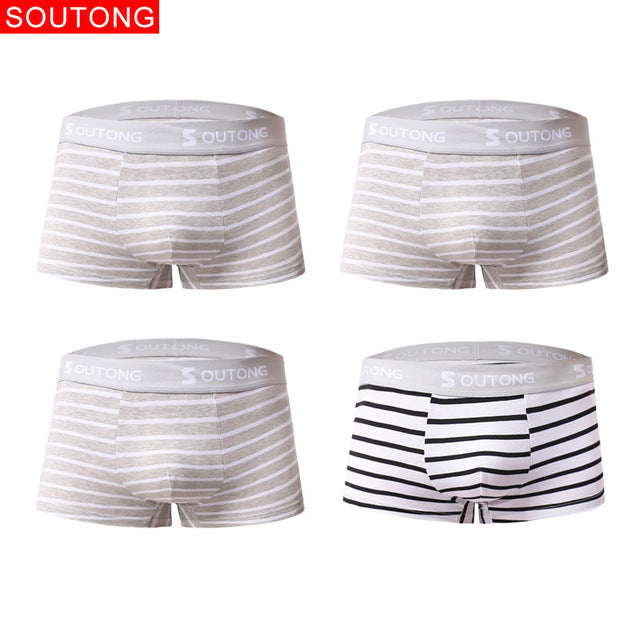 Soutong roupa interior masculina 4 pçs/lote roupa interior masculina boxers shorts de algodão cuecas boxer masculino listrado cueca boxer st32