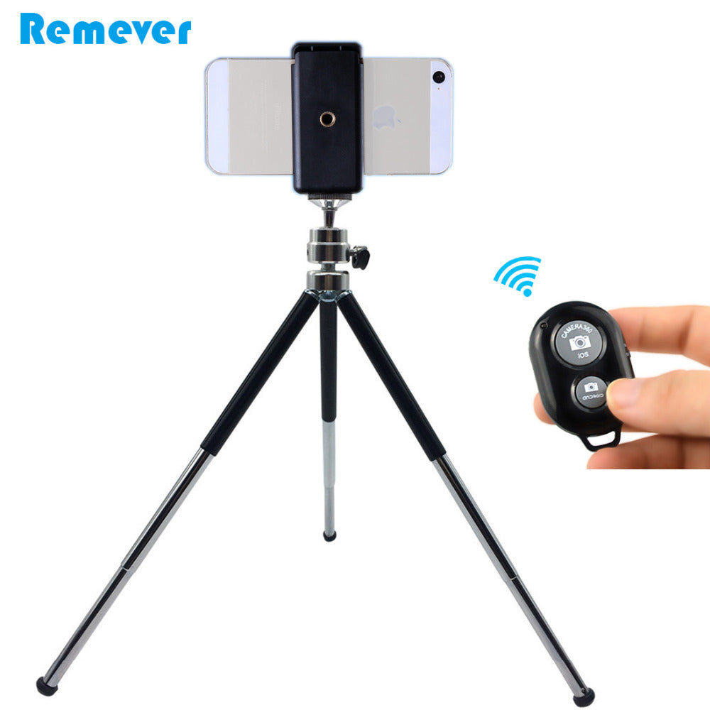 Metal Mini Tripod With Phone Holder Bluetooth Remote For Iphone Xiaomi Samsung Android Phones Tripod For Gopro DV Cameras Video