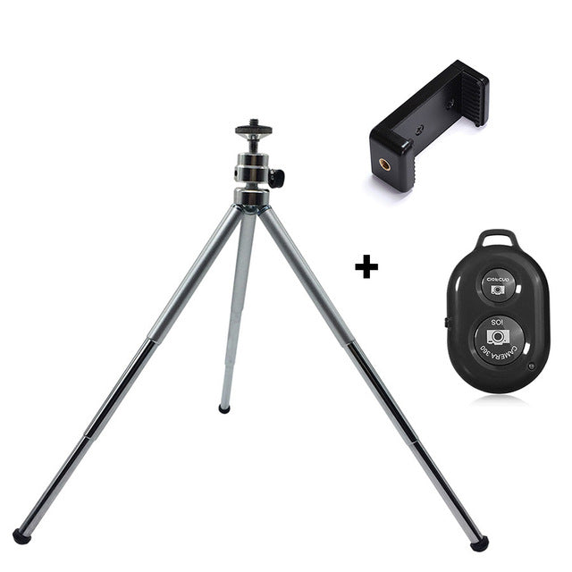 Metal Mini Tripod With Phone Holder Bluetooth Remote For Iphone Xiaomi Samsung Android Phones Tripod For Gopro DV Cameras Video