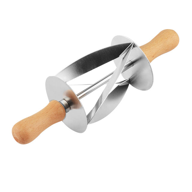 Upspirit Cortador de rolamento de aço inoxidável para fazer croissant pão roda massa faca de pastelaria cabo de madeira faca de cozinha de cozimento
