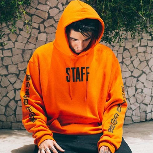 STAFF 2018 New Cotton Orange Letter Kanye West Purpose Hip Hop Skateboard Hoodies Men Full  High Street Sweatshirts London
