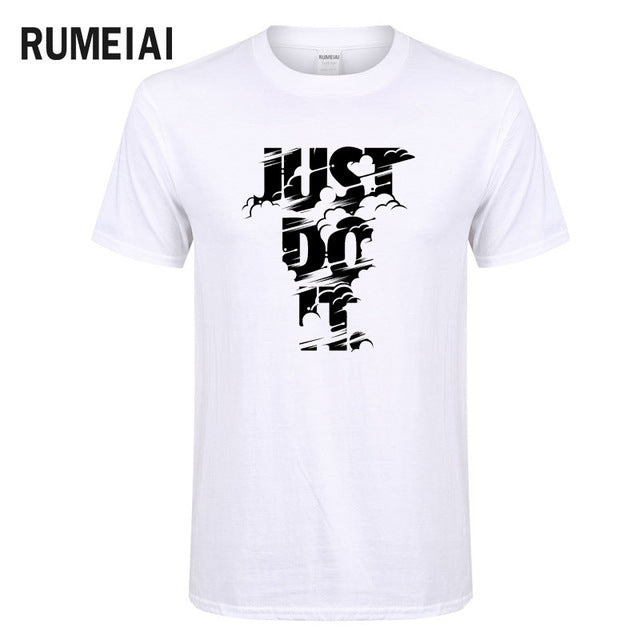Rumeiai 2018 verão nova alta qualidade camisa masculina t casual manga curta o pescoço 100% algodão camiseta masculina marca branco preto camiseta