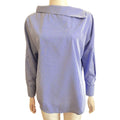 Women Striped Blouses Sexy Skew Collar Batwing Long Sleeve Loose Blue Blouse 2018 Women Spring Button Casual Shirt Tops Bts Kpop
