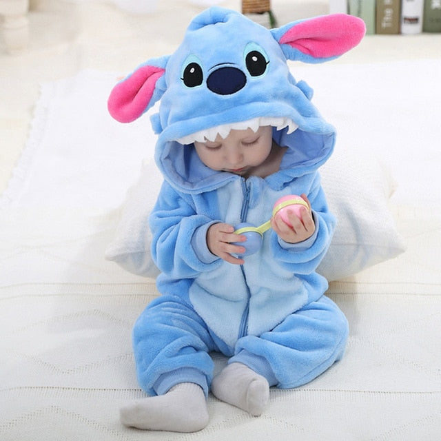 IDGIRL 2018 Cute Cartoon Flannel Baby Rompers Novelty Rabbit Cotton boy girl Animal Rompers Stitch Baby's Sets Baby kigurumi