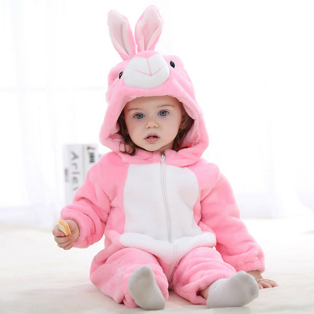 IDGIRL 2018 Cute Cartoon Flannel Baby Rompers Novelty Rabbit Cotton boy girl Animal Rompers Stitch Baby's Sets Baby kigurumi