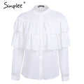 Simplee Elegant ruffles white blouse shirt women tops 2018 Long sleeve cool summer blouse Casual blusas chemise femme blusas new