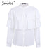 Simplee elegante babados blusa branca camisa feminina topos 2018 manga longa legal verão blusa casual blusas chemise femme blusas novo
