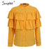 Simplee elegante babados blusa branca camisa feminina topos 2018 manga longa legal verão blusa casual blusas chemise femme blusas novo