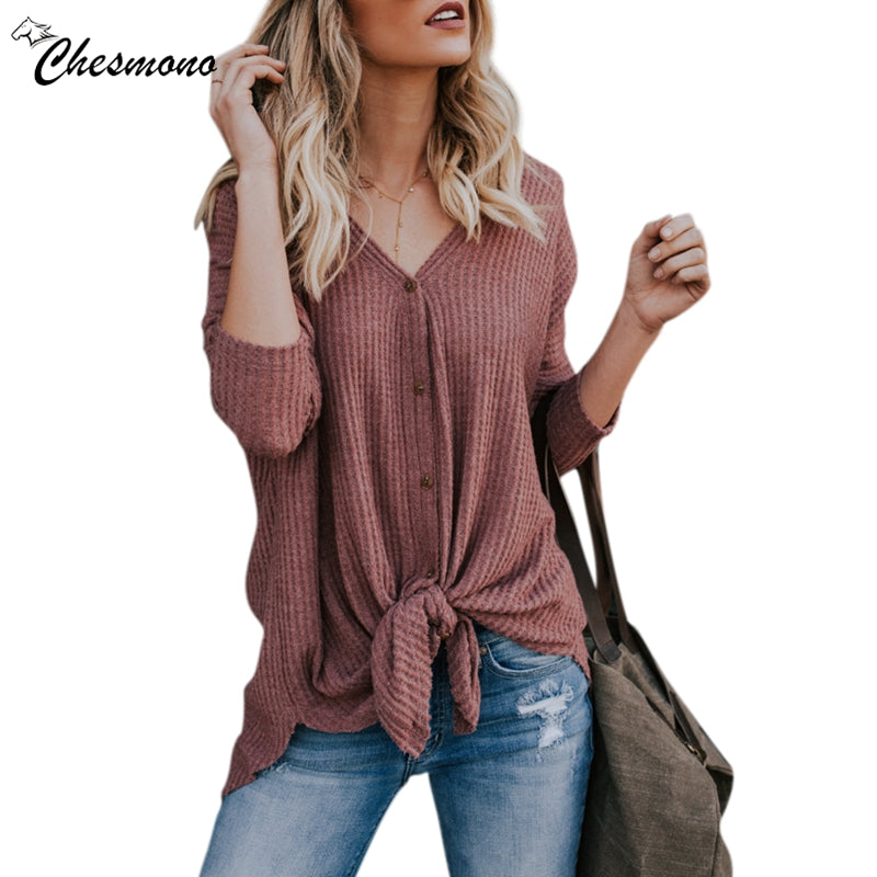 Mulheres casual manga longa com decote em v fina t camisa topo 2018 primavera novo ponto aberto cardigan senhoras femme jaqueta outwear botão tshirt