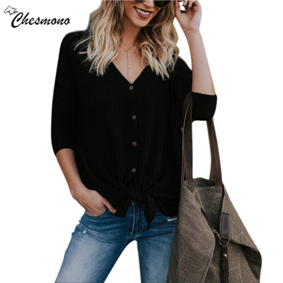 Women Casual long Sleeve v neck thin t shirt Top 2018 Spring New Open Stitch Cardigan Ladies Femme Jacket Outwear button tshirt