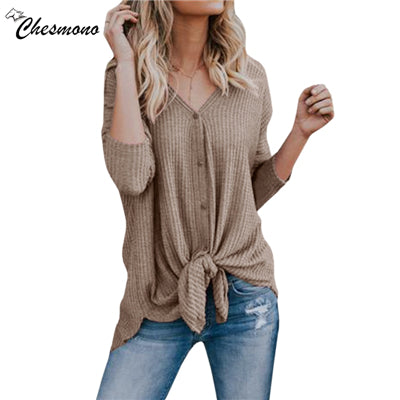 Women Casual long Sleeve v neck thin t shirt Top 2018 Spring New Open Stitch Cardigan Ladies Femme Jacket Outwear button tshirt
