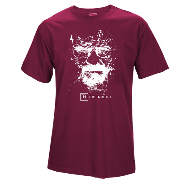 Camiseta masculina engraçada heisenberg de algodão de alta qualidade casual manga curta quebra impressão ruim camiseta masculina fashion legal para homens