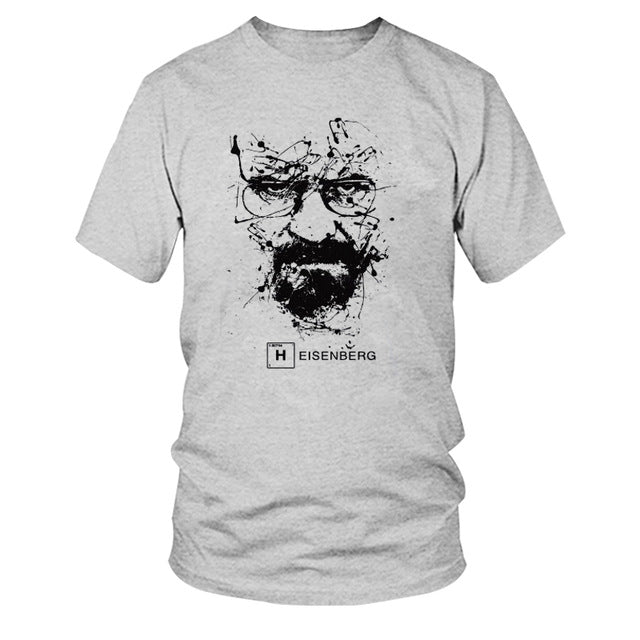 Camiseta masculina engraçada heisenberg de algodão de alta qualidade casual manga curta quebra impressão ruim camiseta masculina fashion legal para homens