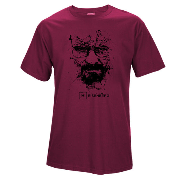 Camiseta masculina engraçada heisenberg de algodão de alta qualidade casual manga curta quebra impressão ruim camiseta masculina fashion legal para homens