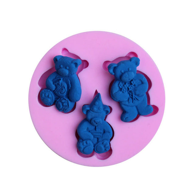 Cake Fondant Molds Cute Cartoon Animals Design DIY  Silicone 3D Cake Fondant Molds Fondant Baking Tool