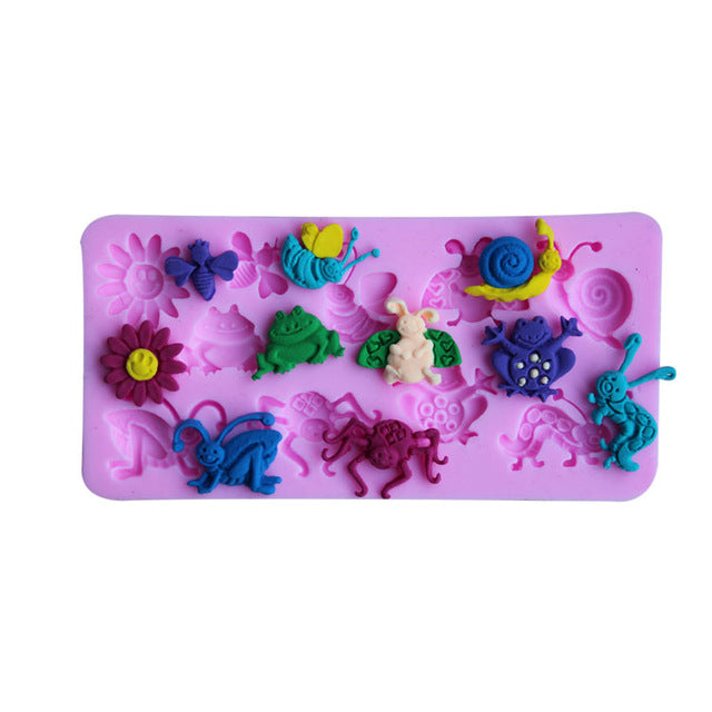 Cake Fondant Molds Cute Cartoon Animals Design DIY  Silicone 3D Cake Fondant Molds Fondant Baking Tool