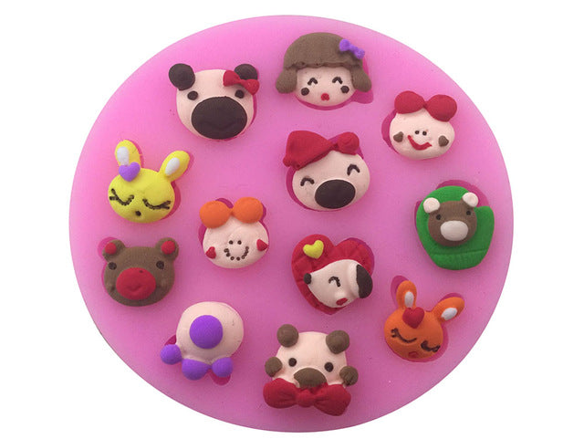 Cake Fondant Molds Cute Cartoon Animals Design DIY  Silicone 3D Cake Fondant Molds Fondant Baking Tool