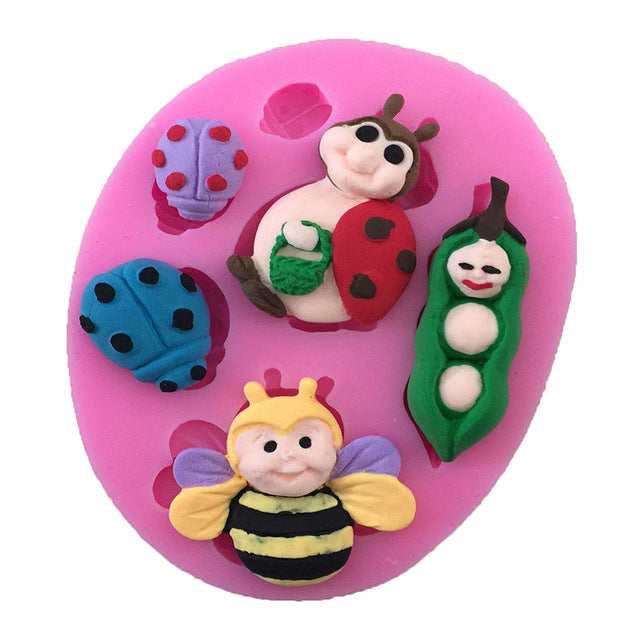 Cake Fondant Molds Cute Cartoon Animals Design DIY  Silicone 3D Cake Fondant Molds Fondant Baking Tool