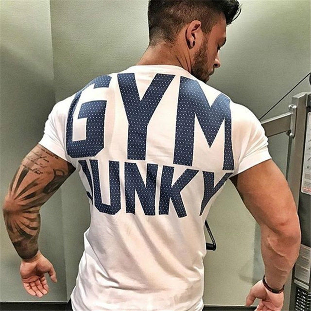 Men's Fashion T Shirt Men Crossfit Tops Summer Fitness Bodybuilding Clothes Muscle Male Shirts Cotton Slim Fit Tees