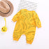 Varejo 1 peça macacão de bebê recém-nascido algodão macio duplo zíper 4 cores coroa banana infantil roupas da criança do bebê macacões longos