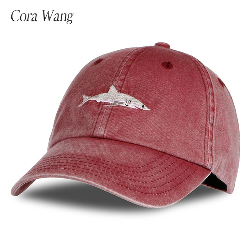 Cora Wang 100% cotton Washed casquette baseball caps Men hats Shark Embroidery Dad Hat for Women gorras planas snapback bosco
