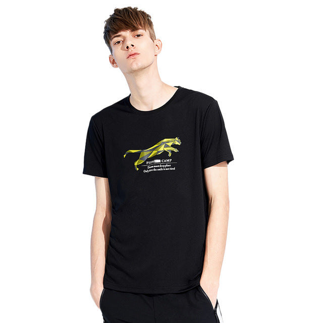 Pioneer camp moda verão curto t camisa masculina roupas de marca algodão confortável masculino camiseta impressão roupas masculinas 522056
