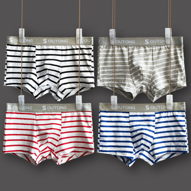 Soutong roupa interior masculina 4 pçs/lote roupa interior masculina boxers shorts de algodão cuecas boxer masculino listrado cueca boxer st32