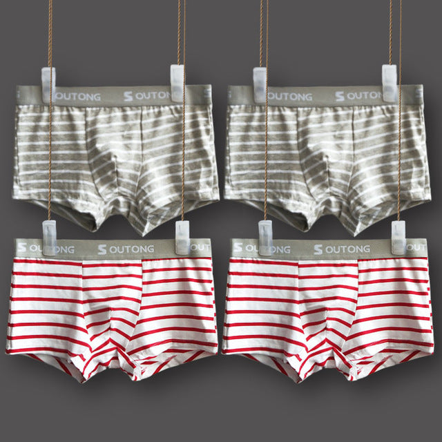 Soutong roupa interior masculina 4 pçs/lote roupa interior masculina boxers shorts de algodão cuecas boxer masculino listrado cueca boxer st32