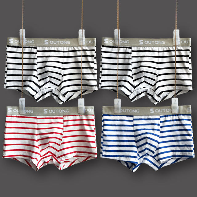 Soutong roupa interior masculina 4 pçs/lote roupa interior masculina boxers shorts de algodão cuecas boxer masculino listrado cueca boxer st32