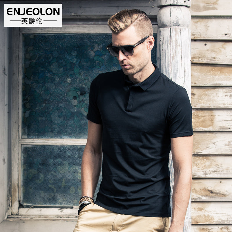 Enjeolon brand classic short sleeve polo shirt men solid cotton polo for men clothing 3 color solid casual polo shirt male T1686