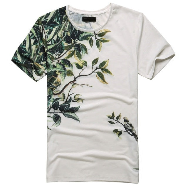 New men summer vintage short sleeve o-neck printed floral t-shirt men brand cotton t-shirts men fashion 2018 tops Men's Clothing