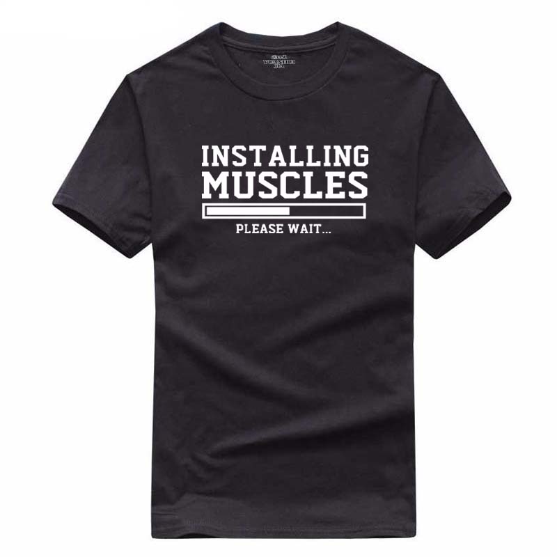 Men's T-shirts summer 2018 printed INSTALLING MUSCLES funny T-shirt fashion brand clothing crossfit t shirt men homme fitness